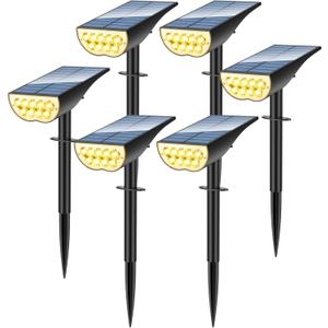 Solar Spot Lights Outdoor, Solar Lights Outdoor Waterproof IP65, 3 Brightness Modes Dusk to Dawn Landscape Spotlights for Yard Garden Pathway Tree Decoration, Warm White, 6 Pack