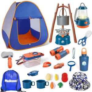 Meland Kids Camping Set with Tent - Camping Gear Toy with Pretend Play Outdoor Toy for Toddlers Birthday Gift (Blue)