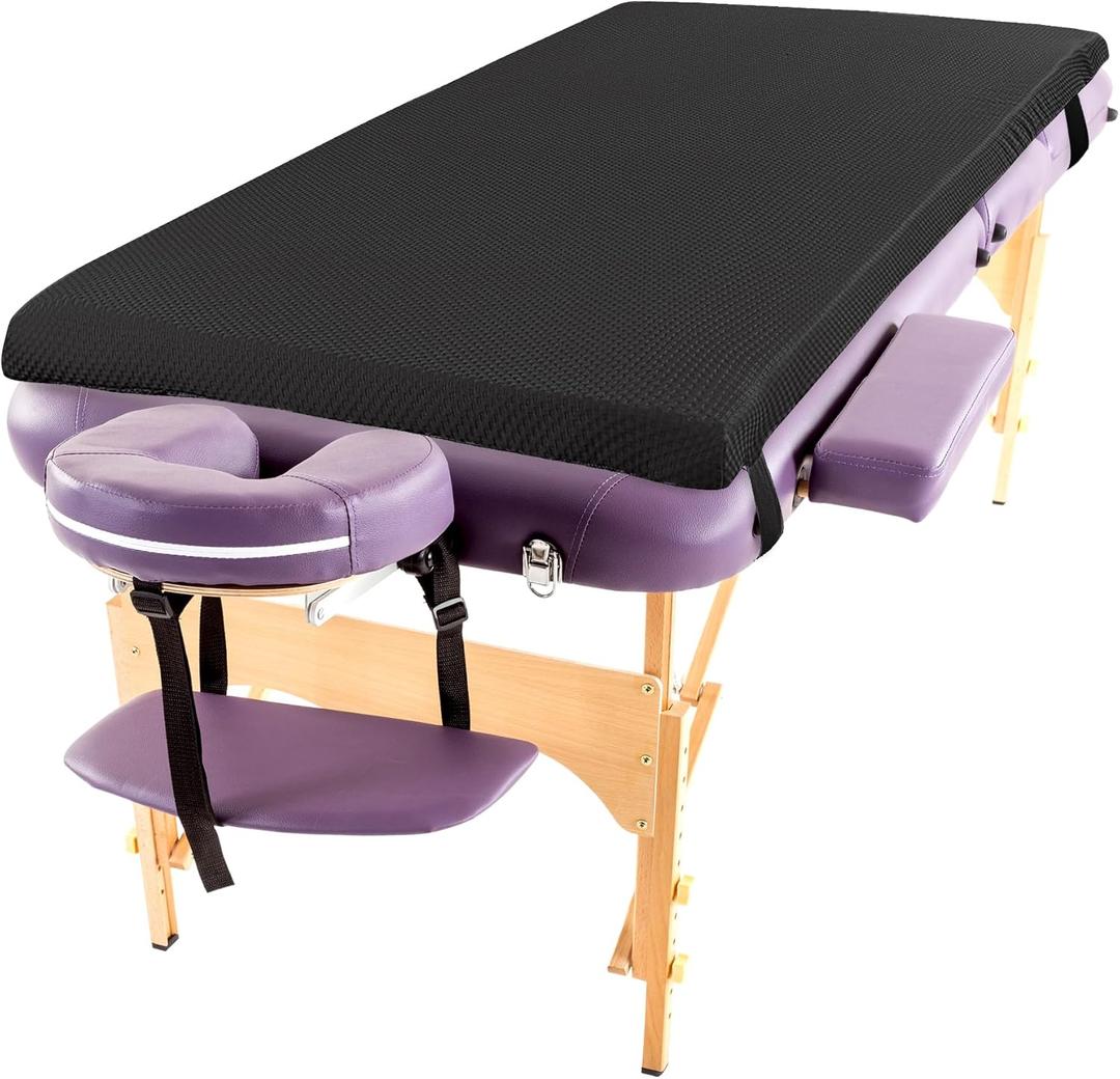 HOMBYS Memory Foam Massage Bed Mattress Topper, Non-Slip Lash Bed Table Mattress Topper with Removable Cover and Holding Elastic Bands, Cushion Only, Black, 73"x29"x3"