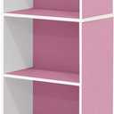 Furinno LUDER Book Shelf, 5-Tier Bookshelf, Bookcase with Open Shelves, 9.4 x 15.8 x 52, Easy Assembly, for Living Room, Bedroom, Home Office, White/Pink