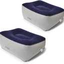 STYDDI Inflatable Foot Rest Pillow, 2 Pack Portable Inflatable Leg Rest Pillow, Travel Footrest Pillow for Airplane, Train, Car, Home, Office (Grey and Blue), Pack of 2