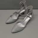 IDIFU Women's IN3 D'Orsay Pumps Low Kitten Heels for Women Dress Shoes Pointed Closed Toe Wedding Bride Ankle Strap Dressy Silver Black Nude White Gold Heels for Women (9)