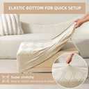 Stretch Ottoman Cover Rectangle, Jacquard Foot Stool Slip Cover, Storage Footstool Furniture Protector with Elastic Band, Footrest Slipcovers Removable Washable(Small,Wave White)