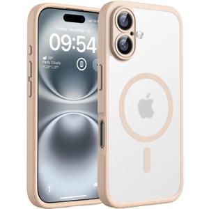 TOCOL Magnetic for 16 Gold Case, Upgraded Full Camera Protection, Compatible with Magsafe, Drop Protection, Translucent Matte Back Bumper Phone Cover 6.1-Inch (Desert)
