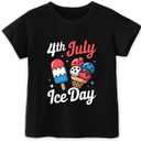 Habudda 4th of July Shirt Boys Girls Kids Toddler 250th USA Shirts Red White and Blue American Flag Independence Day Tee 2-8T (Black)