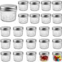 Amzcku 4 oz Glass Mason Jars with Regular Mouth Lids - 24-Pack Glass Canning Jars for Storage, Overnight Oats, Jam, Jelly, Honey, Beans, Spices, Wedding Favors, Shower Favors