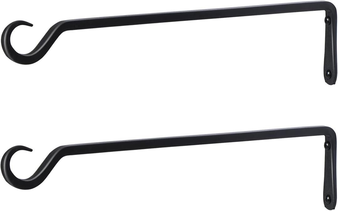 16 inch Plant Hanger, Sturdy Hanging Plant Bracket Outdoor, Hanging Plant Wall Hook Heavy Duty, for Hanging Bird Feeders, Planters, Lanterns, Wind Chimes, Indoor/Outdoor Use, Black, Set of 2