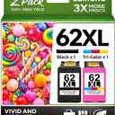 LEMERO 62XL Ink Cartridges Remanufactured Ink Cartridge Replacement for HP 62XL Ink Cartridge Combo Pack for HP Ink 62 use with Envy 7640 5660 5540 7645 5746 OfficeJet 250 200 5740 Mobile Printer