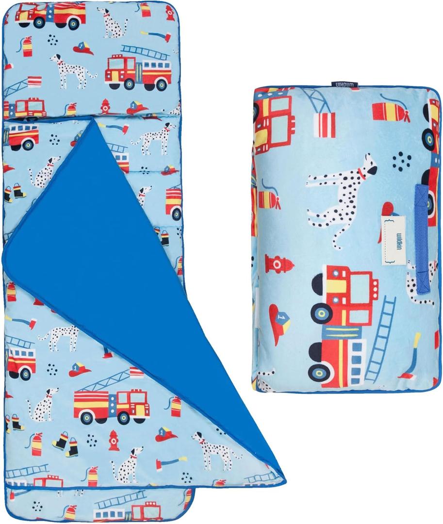 Wildkin Kids Plush Nap Mat  Soft, Cozy, Convenient for Daycare & Preschool (Firefighters)