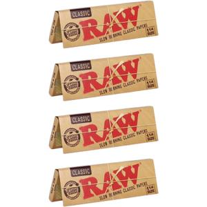 Raw Unrefined Classic 1.25 1 1/4 Size Cigarette , 50 Count (Pack of 4)