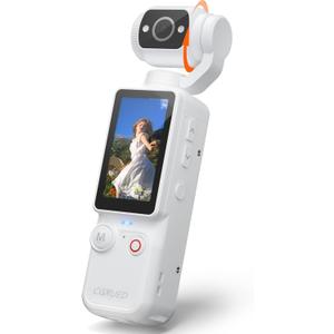 Portable Video Recorder with 180° Rotating Lens, Vlogging Camera, Pocket Body Camera with Audio & Video Recording, 7Hour Power, Handheld POV Cameras with 32GB Car (White)