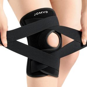 JOMVD Knee Brace for Knee Pain, Meniscus Tear, Adjustable Knee Support with Side Spring Stabilizers for Meniscus Tear, Arthritis, MCL, Patella Stability, Knee Pain Relief, Women and Men, Small (Black)