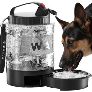 lesotc Dog Travel Water Bottle Portable with Pull-Out Drinking Bowl, 77oz Large Travel Water Bowl Dispenser for Dogs Camping Essentials Hiking Beach Road Trip Park Walking On The Go Must Haves, Black