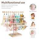 POVETIRE Headband Holder Stand Storage for Baby, 3 Tier Wooden Bow Organizer for Girls Hair Bows, Infant Hair Accessories Rack Display for Nursery Decor