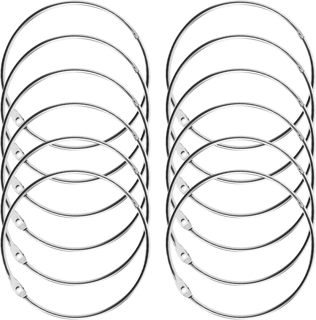 12 PCS 4 Inch Loose Leaf Binder Rings, Nickel Plated Book Rings for Index Cards, Keychains, DIY Crafts, Office, School,Home (Round Shape)