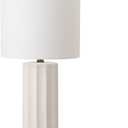 Globe Electric 65922 20" Table Lamp, Ribbed Concrete Finish, White Linen Shade