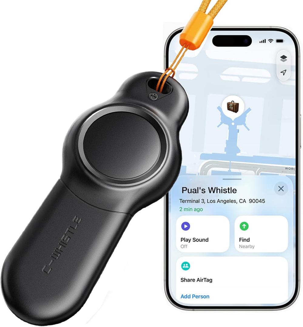 Waterproof Apple AirTag Holder With Emergency Whistle, Airtag Keychain Holder for Kids, Airtag Case for Outdoor Survival