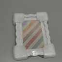 5x7 Picture Frame with Mat for 4x6, Wavy Edge Wooden Real Glass Photo Frame for Tabletop and Wall Hanging, White, 1 Pack