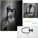 NEWRAIN 3-Piece Bathroom Hardware Set, Matte Black - Hand Towel Ring, Toilet Paper Holder, Robe Towel Hooks