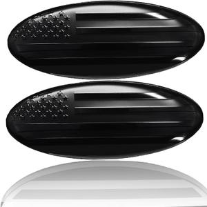 9 Inch Front Grill Rear Tailgate Emblem for 04-14 F150, 11-14 Edge, 11-16 Explorer, 06-11 Ranger, 07-14 Expedition, 9"X3.5" for Ford, Pack of 2, Black American Flag