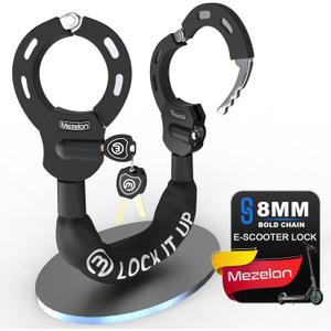 Mezelon Electric Scooter Lock, 8mm Chain Lock Bike Locks Heavy Duty Anti Theft with 3 Keys for E-Bike/Electric Scooters