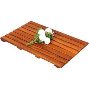 VaeFae Teak Shower Mat, Non-Slip Bath Mat, Luxury Spa Mat, Wooden Mat for Bathtub (Large), 26" x 17"