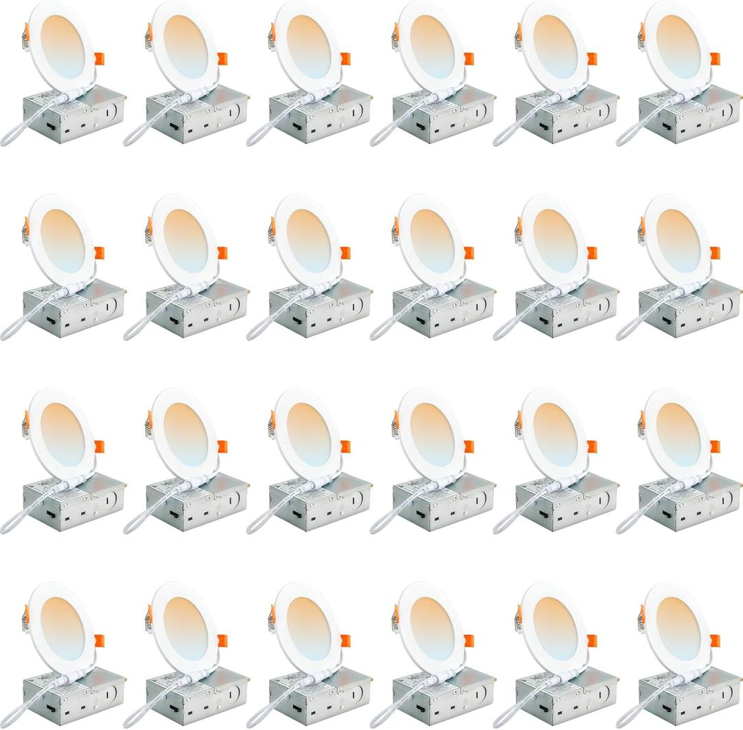 DLLT LED Recessed Ceiling Light: 24 Pack 4 Inch Black Recessed Lighting