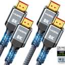 10K 8K HDMI 2.1 Cable 2-Pack 6.6FT, Highwings Certified 48Gbps Ultra High Speed Slim HDMI Cord,Support 4K@120Hz 8K@60Hz, HDCP 2.2&2.3, Dynamic HDR,eARC,DTS:X, Compatible with Roku TV/HDTV/PS5/Blu-ray (Grey)