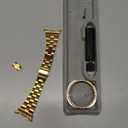 Metal Band and Bling Case Compatible with Samsung Galaxy Watch 8 Bands 40mm, Elegant Tapered Stainless Steel Chain Link Bracelet Strap with Sparkling PC Protective Cover for Samsung Watch 8 40mm Women (Gold)