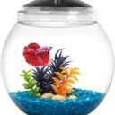 Koller Products 1-Gallon Globe Fish Bowl, Impact- Resistant Plastic Aquarium Starter Kit with LED Lighting, Built-in Timer, Crystal-Clear Clarity, Desktop Fish Tank for Home Dcor