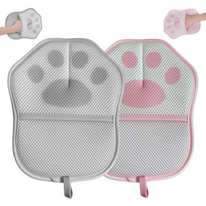 2 x 2 Pcs Static Pet Hair Removal Gloves for Dogs & Cats, Newly Upgraded Thickened Reusable Electrostatic Hair Removal Gloves, Pet Hair Removal Tool for Clothing, Couch, Carpet, Car Seats (1 Pcs Grey + 1 Pcs Pink)