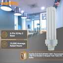 Sunlite Compact Fluorescent PLD 4-Pin Double U-Shaped Twin Tube, 18 Watts, 120 Volts, 1080 Lumens, 5000K Daylight, 4-Pin G24q2 Base, 10 Pack