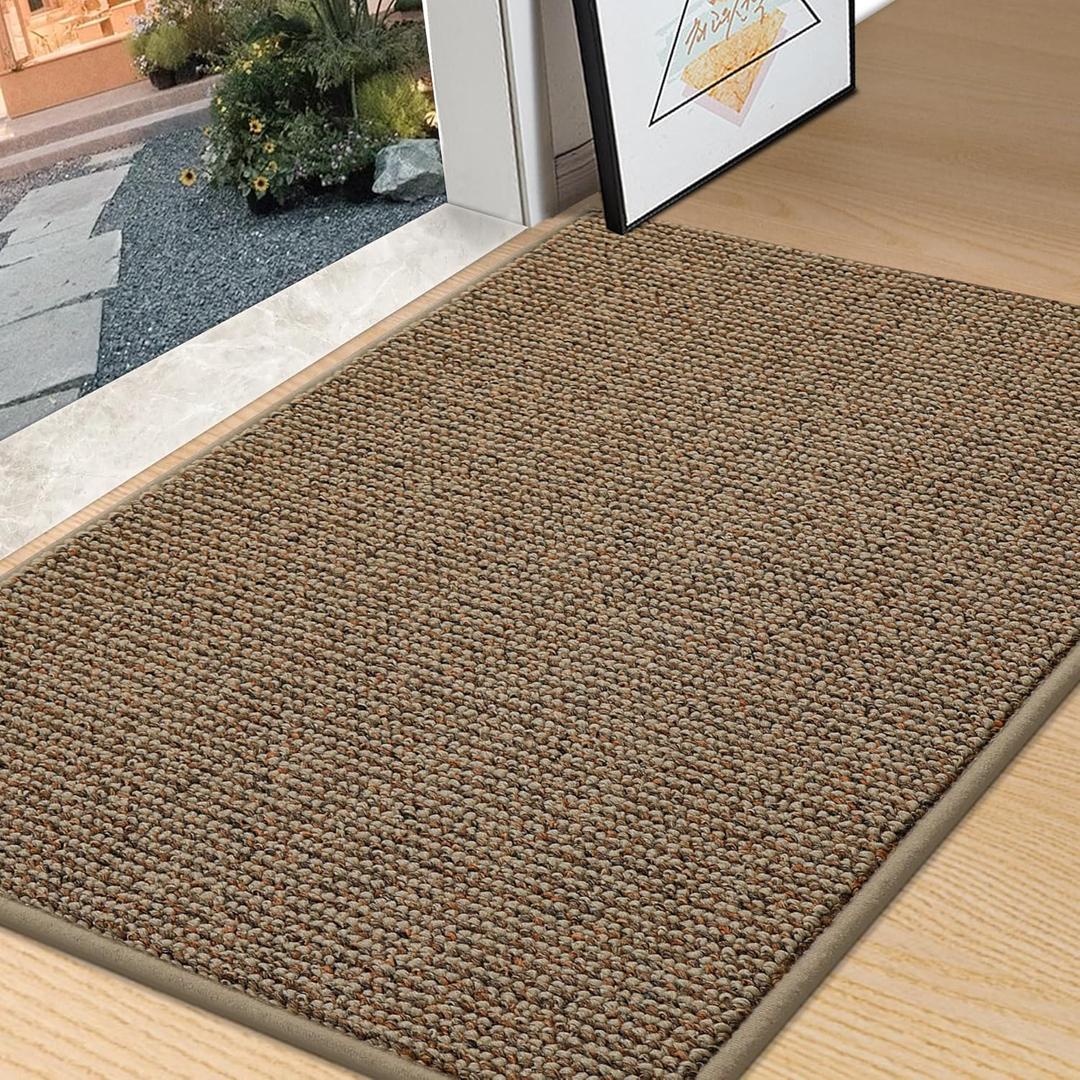 BEQHAUSE Dirt Trapper Door Mat 32" x 48", Non-Slip Washable Doormats Entrance Mat, Dirt Resistant and Absorbent Welcome Mat, Low Profile Floor Mats for Front Back Door and Entryway, Beige