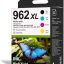 962XL Ink Cartridges Combo Pack 4 Pack Replacement for HP 962XL Ink Cartridge 962 XL Ink Work for Office Pro 9015 9010 9025 9020 9012 9022 9027 9018 9014 9026 Printer (962XL Ink, BK/C/M/Y)