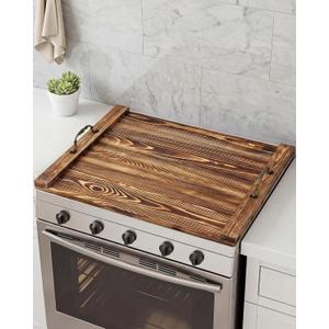 Natural Wood Noodle Board Stove Cover, Wooden Stove Top Cover for Electric and Gas Stove, Decorative Rustic Kitchen Serving Tray, 29.5"L x 22.1"W
