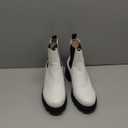 DREAM PAIRS Women's Elastic Chelsea Ankle Boots Platform Low Chunky Block Heel Lug Sole Slip on Fall Heeled Booties Shoes, Size 8.5, White, SDAB2316W