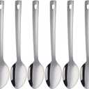 13-Inch Serving Spoons Set of 6, dongbo Stainless Steel Long Handle Buffet Serving Spoons for Catering, Silver