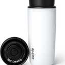 Travel Coffee Mug with 360Lid, 12 oz Coffee Tumbler Insulated Travel Mugs for Hot and Cold, Vacuum Insulated Stainless Steel Coffee Cup Leak Proof Spill Proof-Matte White