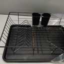 simplehuman Large Capacity Dish Drying Rack with Stainless Steel Frame, 360 Easy Drain Swivel Spout, Utensil & Wine Glass Holder, Anti-Residue Coating, Moisture Control Surface, Matte Black (Full-Size (20'' X 22.3'' X 11.5''))