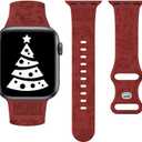 Wearlizer Christmas Snowflakes Engraved Band Compatible with Apple Watch Band  40/38/41/42mm  Cute Strap Soft Silicone Sport Band for iWatch Ultra (Series 11/10) (Wine Red)