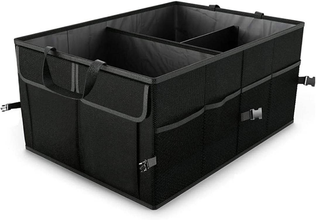 Car Trunk Organizer/Storage, Collapsible Cargo Storage Box, Large Capacity, Trunk Organizer for Cars, Vehicles, SUVs, Trucks (Black)