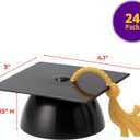 DecoPac Grad Cap with Tassels Cake Topper 24 Pack Elegant Graduation Hat Cake Decoration, Food Safe - Pack Of 24
