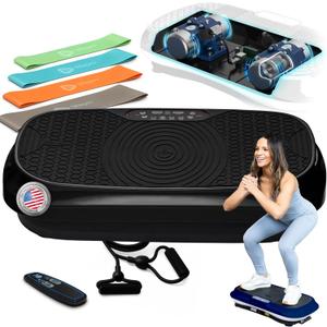 Lifepro Waver Mini Vibration Plate Exercise Machine with Remote & Bands  Compact Whole Body Vibrating Plate for Lymphatic Drainage & Muscle Toning  Shake Machine with 99 Speed Levels & 10 Presets (Black)