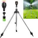 Rotating Tripod Sprinkler, Sprinklers for Lawn Garden Yard, 360 Degree Large Area Automatic Double-Sided Coverage, Telescoping Water Sprinkler with Metal Tripod Base