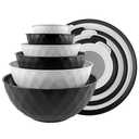 COOK WITH COLOR Mixing Bowls with Lids - 12 Piece Plastic Nesting Bowls Set includes 6 Prep Bowls and 6 Lids, Non Slip Bottom and Diamond Design - Microwave Safe (Mint)