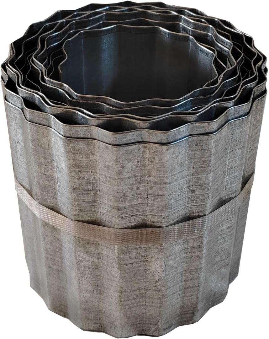 Metal Landscape Edging Border,6 inch  20 feet Corrugated Garden Edging for Flower Bed,Lawn (6 Inch  20FT) (Silver)