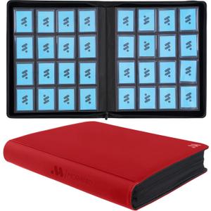 16 Pocket Top loader Binder, Holds 640 Top Loaders,Top Loader Binders for 3" x 4" Rigid Cards,Top loader Card Binder for Hard Plastic Top Loaders (Large, Red)