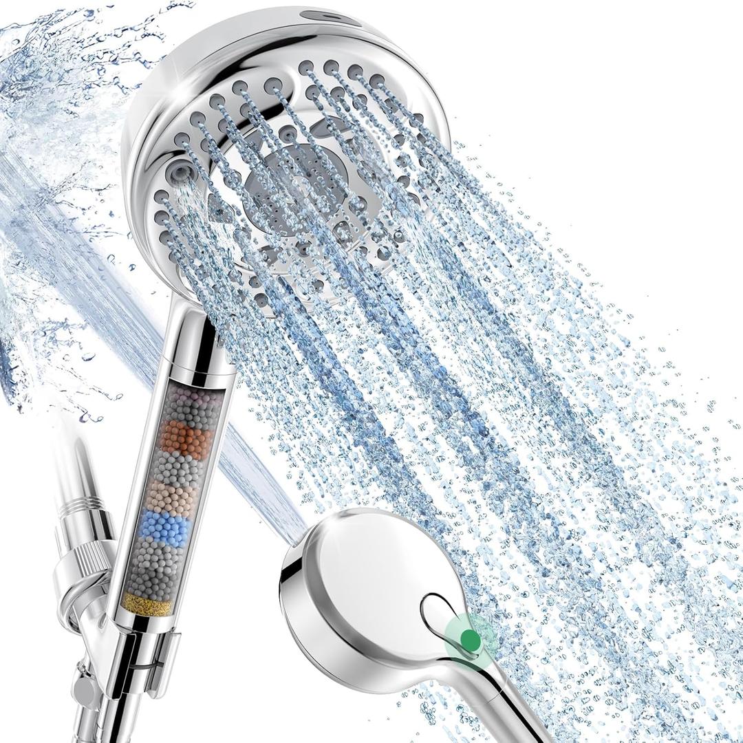 SunCleanse Filtered Shower Head with Handheld, 9-Spray Setting Detachable Showerhead with Filters, Shower Head for Hard Water - Filtered Chlorine, Improve Skin and Hair Texture, Chrome SunCleanse Filtered Shower Head with Handheld, 9-Spray Setting Detachable Showerhead with Filters, Shower Head for Hard Water - Filtered Chlorine, Improve Skin and Hair Texture, Chrome