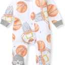 Burt's Bees Baby Baby Girls Pajamas, Zip Front Non-Slip Footed Sleeper Pjs, 100% Organic Cotton (3-6 Months)