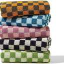 Madi-Cadi Hand Towels 5 Pack - Cotton Face Towels Soft, Absorbent, and Decorative Checkered Design for Bathroom, Kitchen, Gym, and Spa - 13 x 29 Inches for Any Occasion